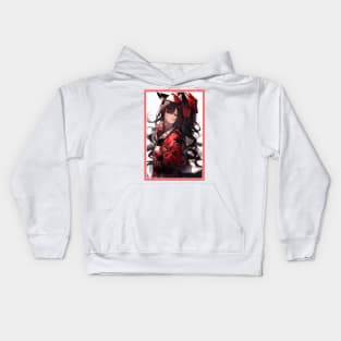 Aesthetic Anime Red White Rosa Black | Quality Aesthetic Anime Design | Chibi Manga Anime Art Kids Hoodie